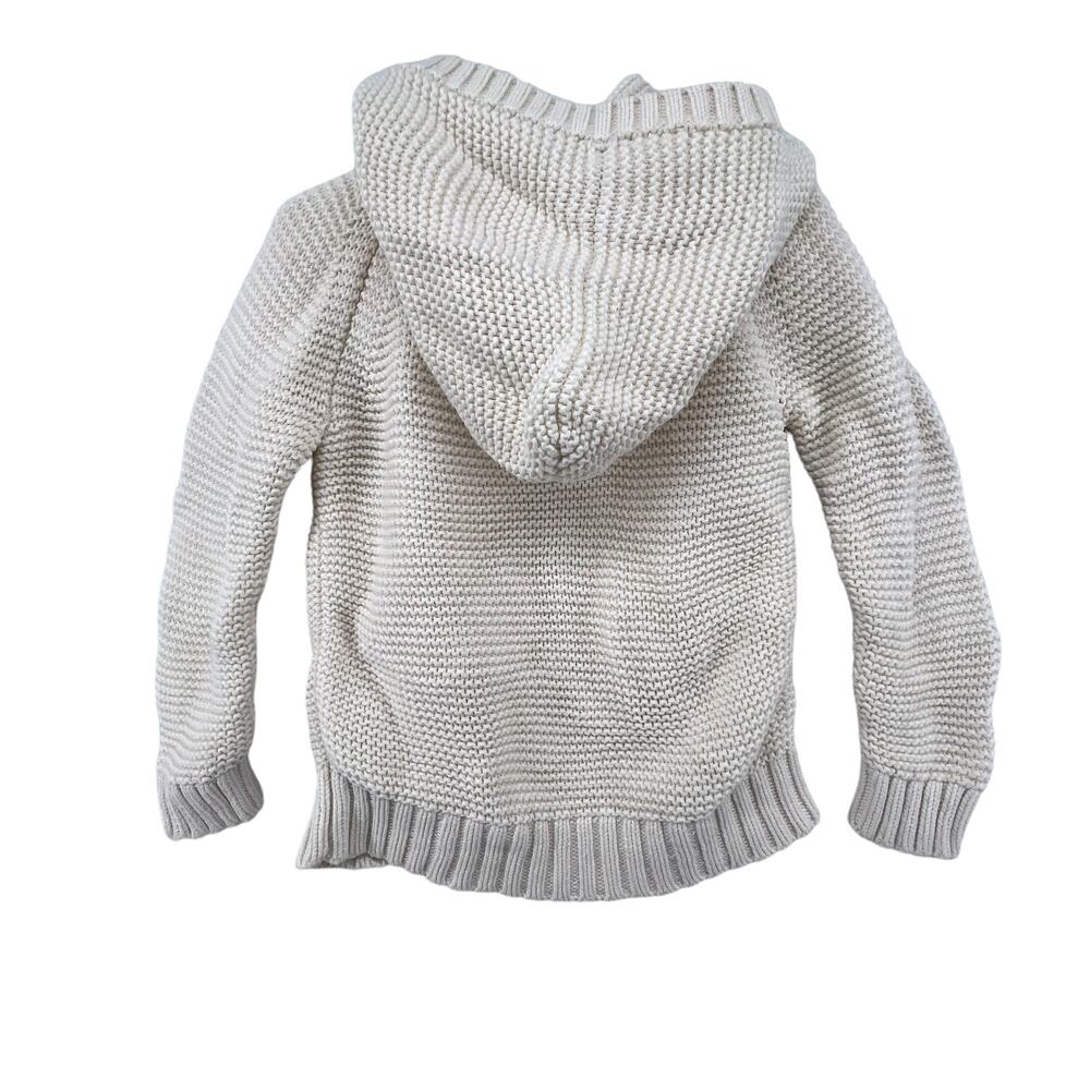 Baby Gap Size 3 Years Sweater Knit Jacket Hooded Bougie Beige Pockets Full Zip - Picture 3 of 3